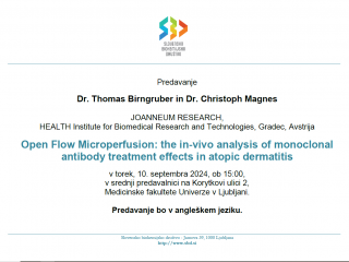 Predavanje »Open Flow Microperfusion«, metoda spremljanja farmakokinetike in farmakodinamike zdravil